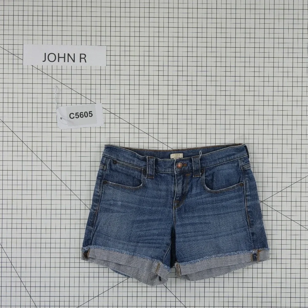 J.Crew Denim Shorts Women's Size 26 Blue Stretch Cuffed Mid Rise Jean Dark Wash